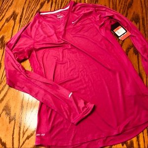 Large Magenta Long-Sleeved Nike Running Shirt NWT